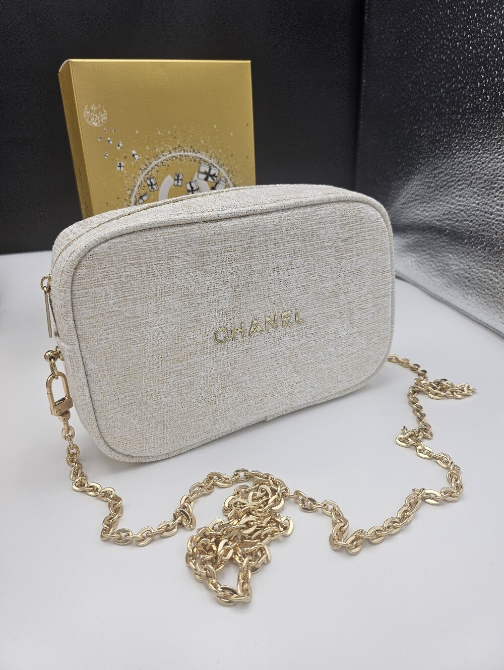 New CHANEL Cream Cosmetic Pouch from Chanel Beauty. - Picture 3 of 16